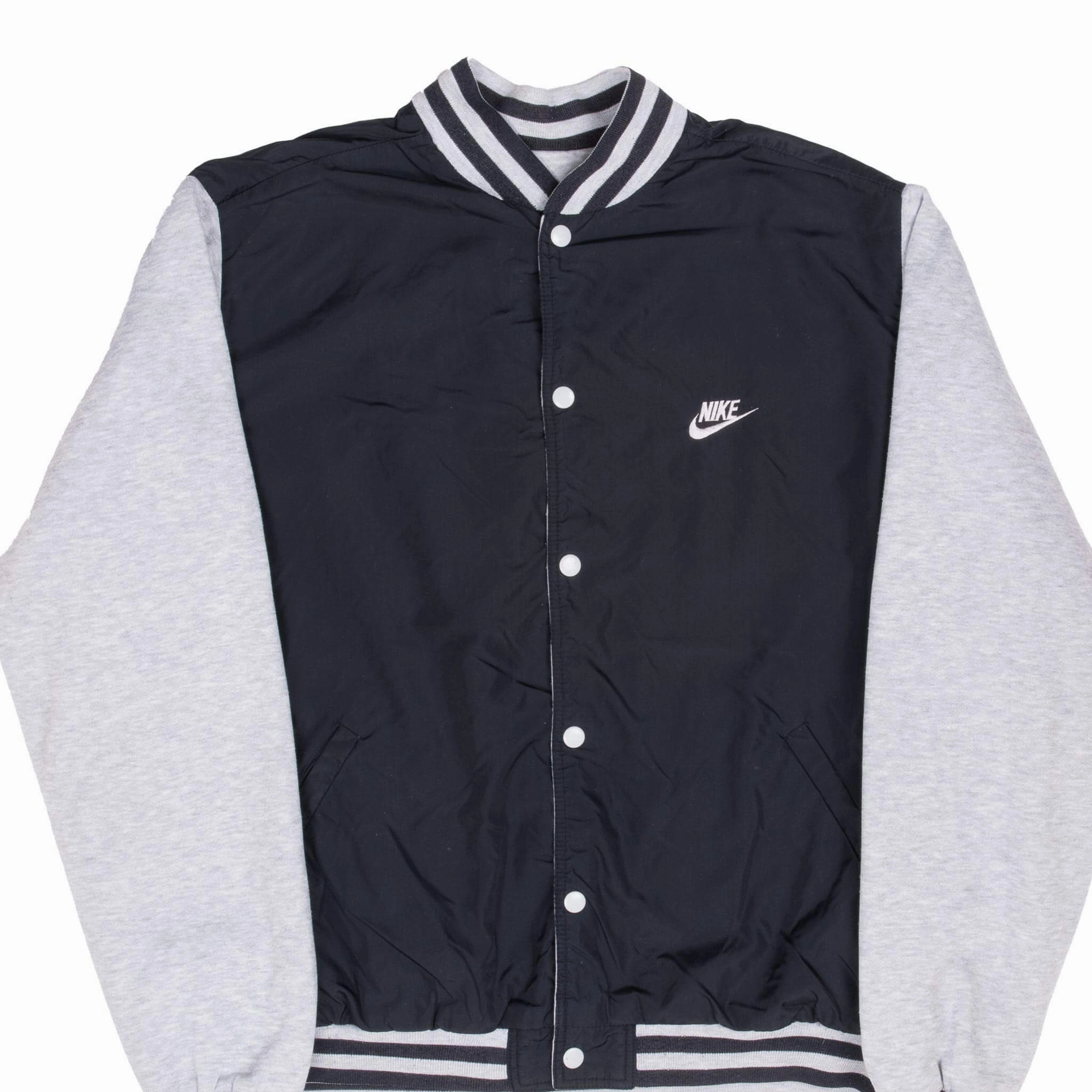 Rugged Look VINTAGE NIKE SWOOSH REVERSIBLE BLACK BOMBER JACKET 1980S XL