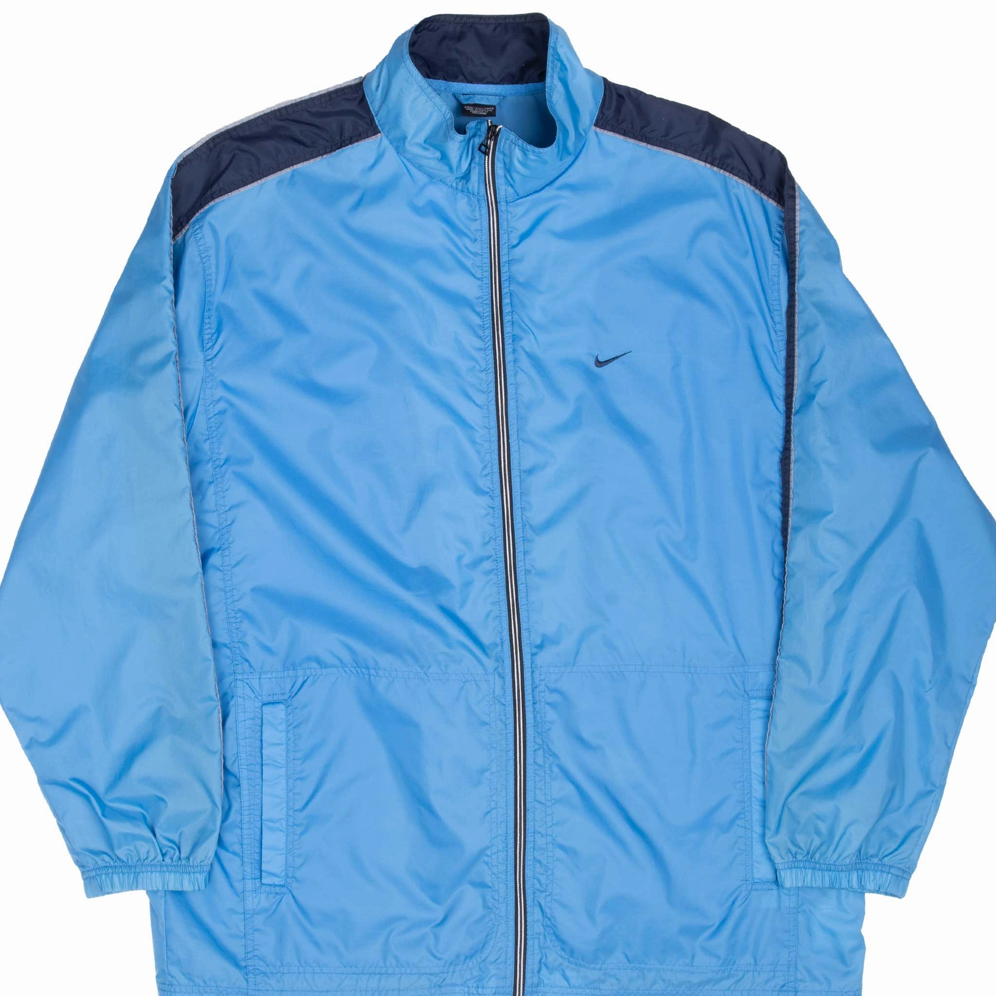 Neutral Layer High Visibility Elements VINTAGE NIKE CLASSIC SWOOSH BLUE WINDBREAKER JACKET 1990S 2XL