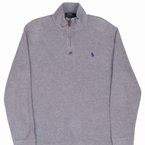 VINTAGE POLO RALPH LAUREN GREY QUARTER 1/4 ZIP SWEATER MEDIUM product surfing suitability