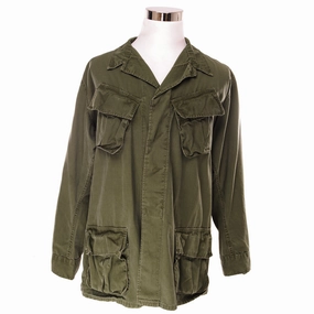 VINTAGE US ARMY TROPICAL COMBAT JACKET 4TH PATTERN RIP STOP 1968 VIETNAM WAR SIZE LARGE LONG LayeredComfort Snag Free Zippers