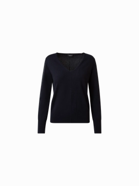 LanolinFree Wool Processing Fray Resistant Edges Cashmere V-Neck Knit Pullover