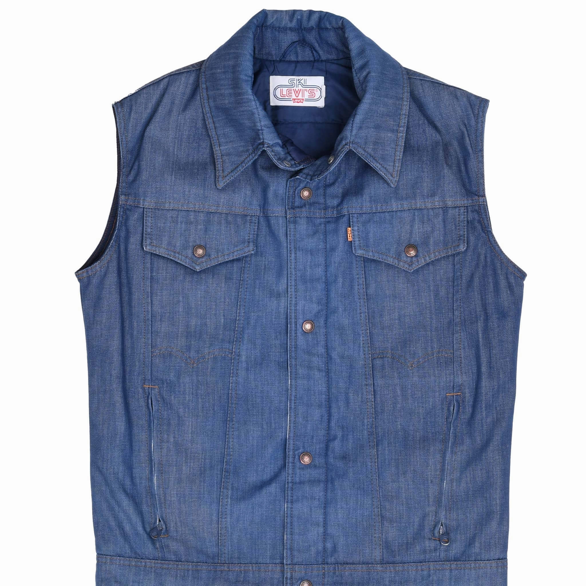 Waterproof Protection Urban Performance VINTAGE LEVIS ORANGE TAB SKI PUFFER DENIM VEST JACKET 1980S LARGE MADE IN USA