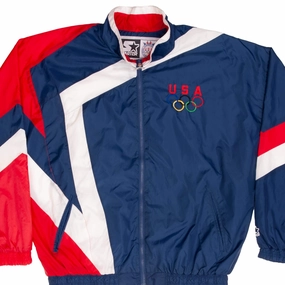 VINTAGE TEAM USA 1990S OLYMPICS STARTER WINDBREAKER JACKET SIZE XL Date night Exhibit