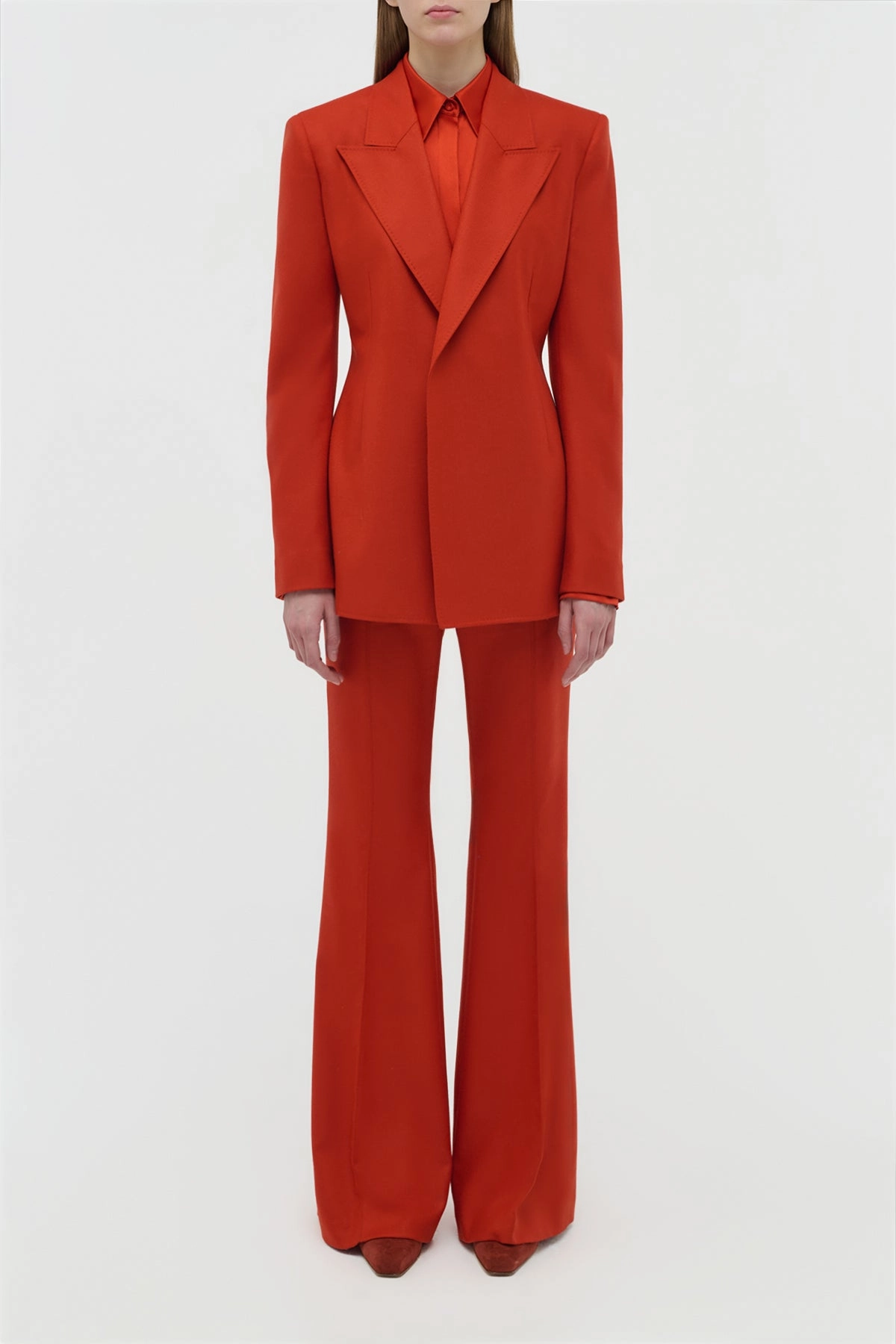 Day Hike Breathable mesh design Rhein Flare Pant in Antelope Orange Wool Cashmere Flannel