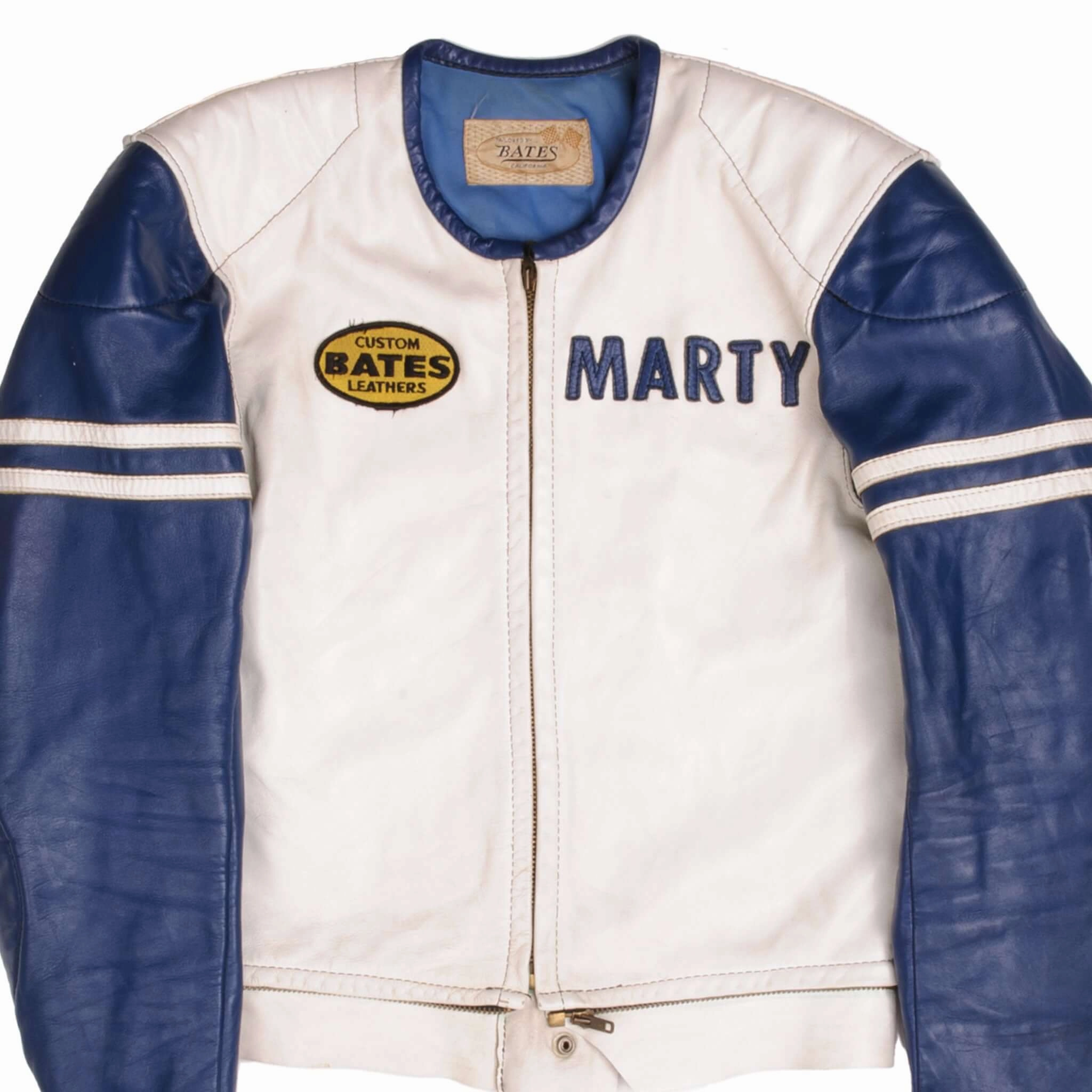 VINTAGE BATES MARTY CALABRA 39 RACING LEATHER JACKET 1970S SIZE MEDIUM UV Protective Layer Magnetic Closure System