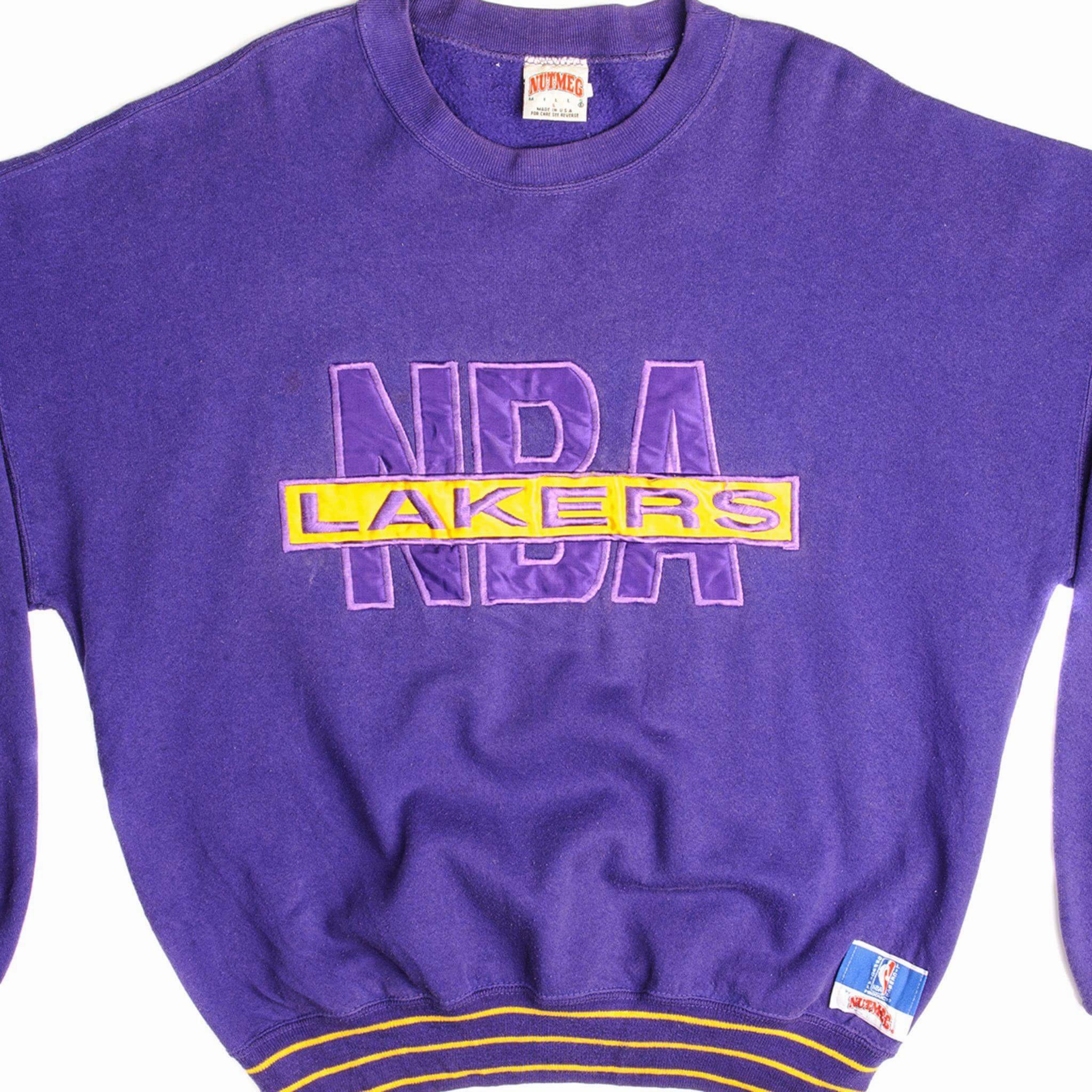 Geometric Print VINTAGE NBA LOS ANGELES LAKERS SWEATSHIRT SIZE LARGE MADE IN USA 1990s