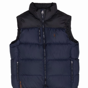 Breathable Mesh Panels Dance VINTAGE POLO RALPH LAUREN BLUE 1990S VEST PUFFER JACKET MEDIUM