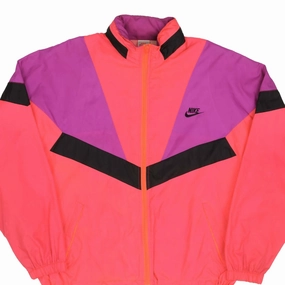 VINTAGE NIKE SWOOSH NEON WINDBREAKER JACKET 1980S SIZE MEDIUM Heat Regulating Technology