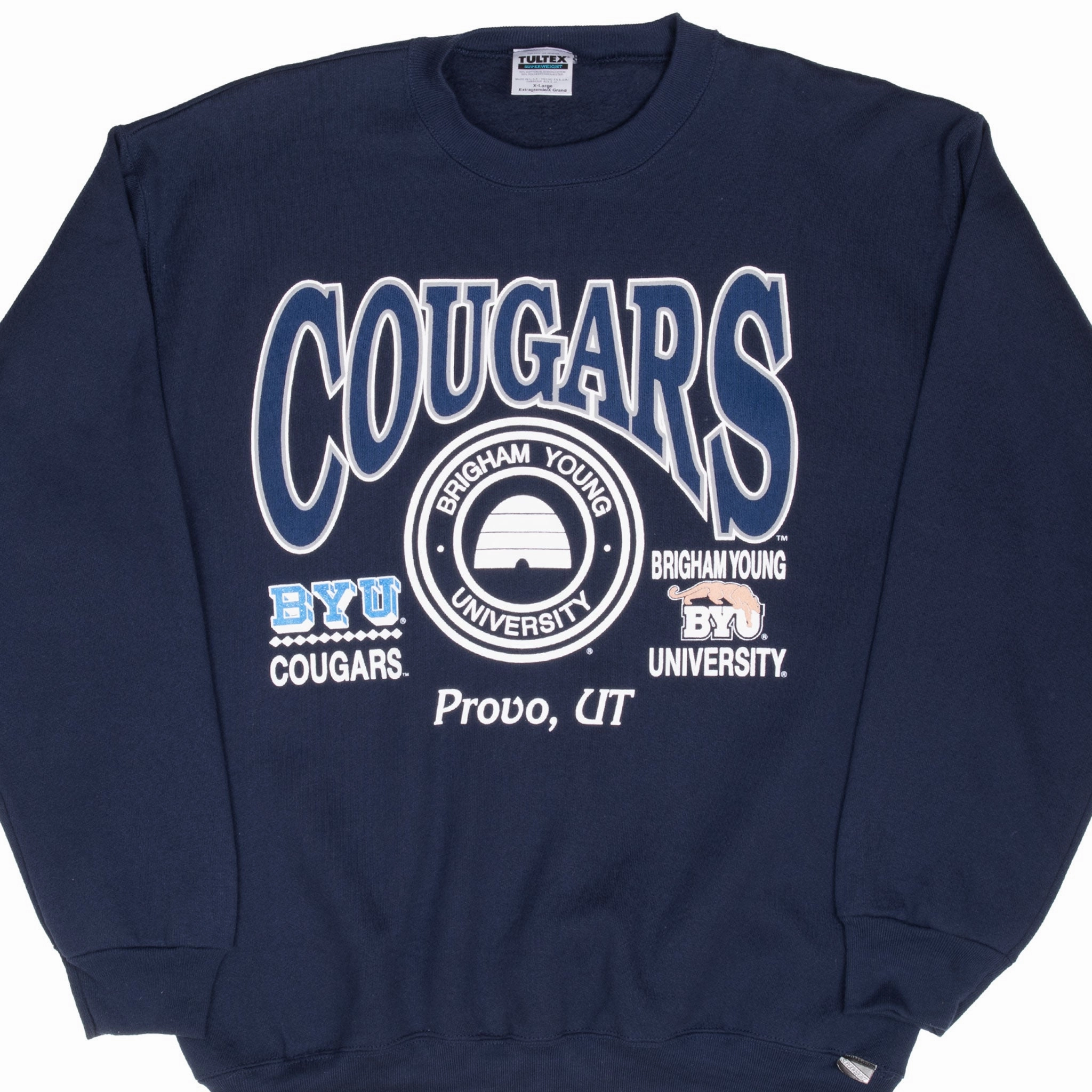 Comfy Layer VINTAGE BYU BRIGHAM YOUNG COUGARS UNIVERSITY 1990S SWEATSHIRT XL MADE IN USA