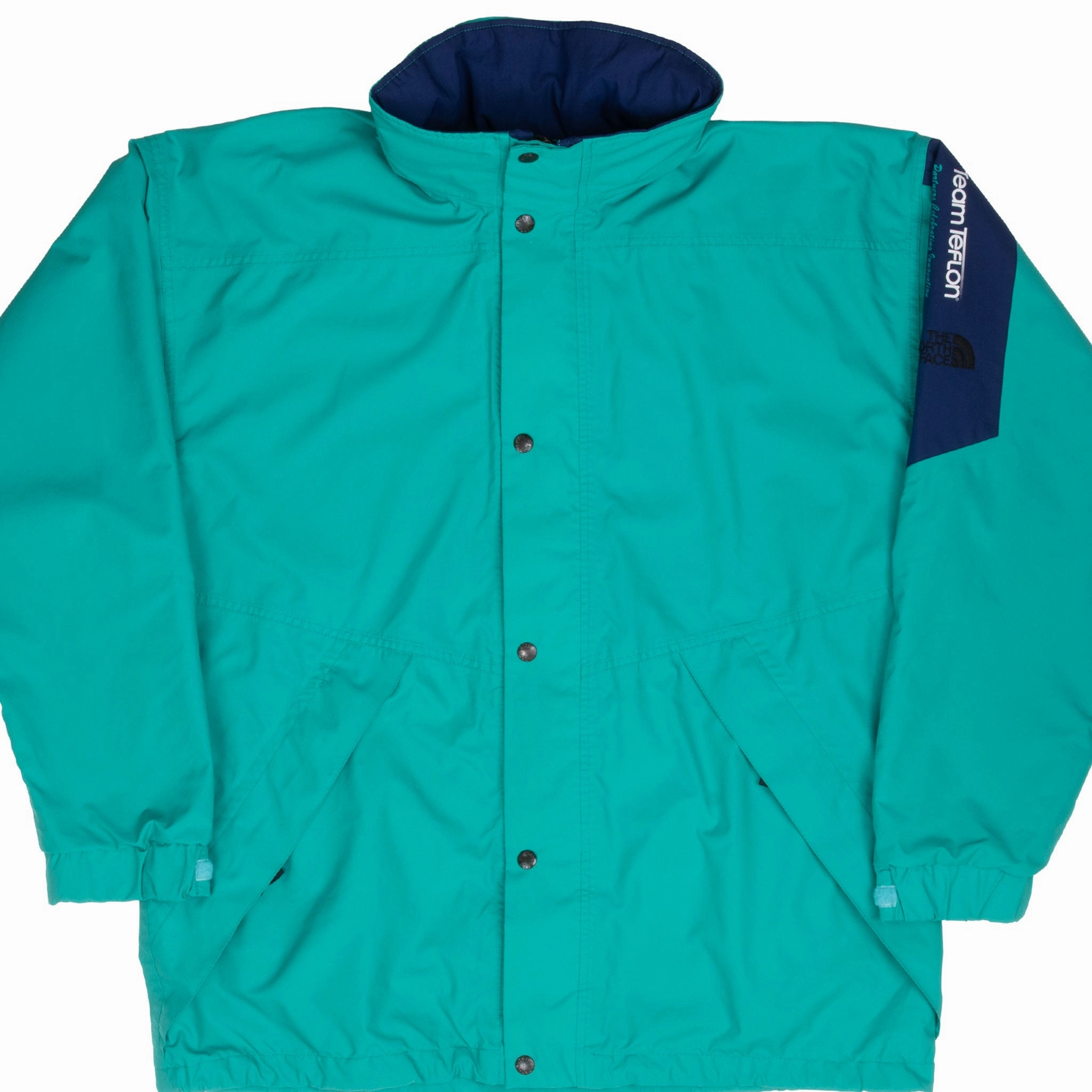 VINTAGE THE NORTH FACE GORETEX TEAL TEAM TEFLON WINDBREAKER JACKET 1990S LARGE Game Day