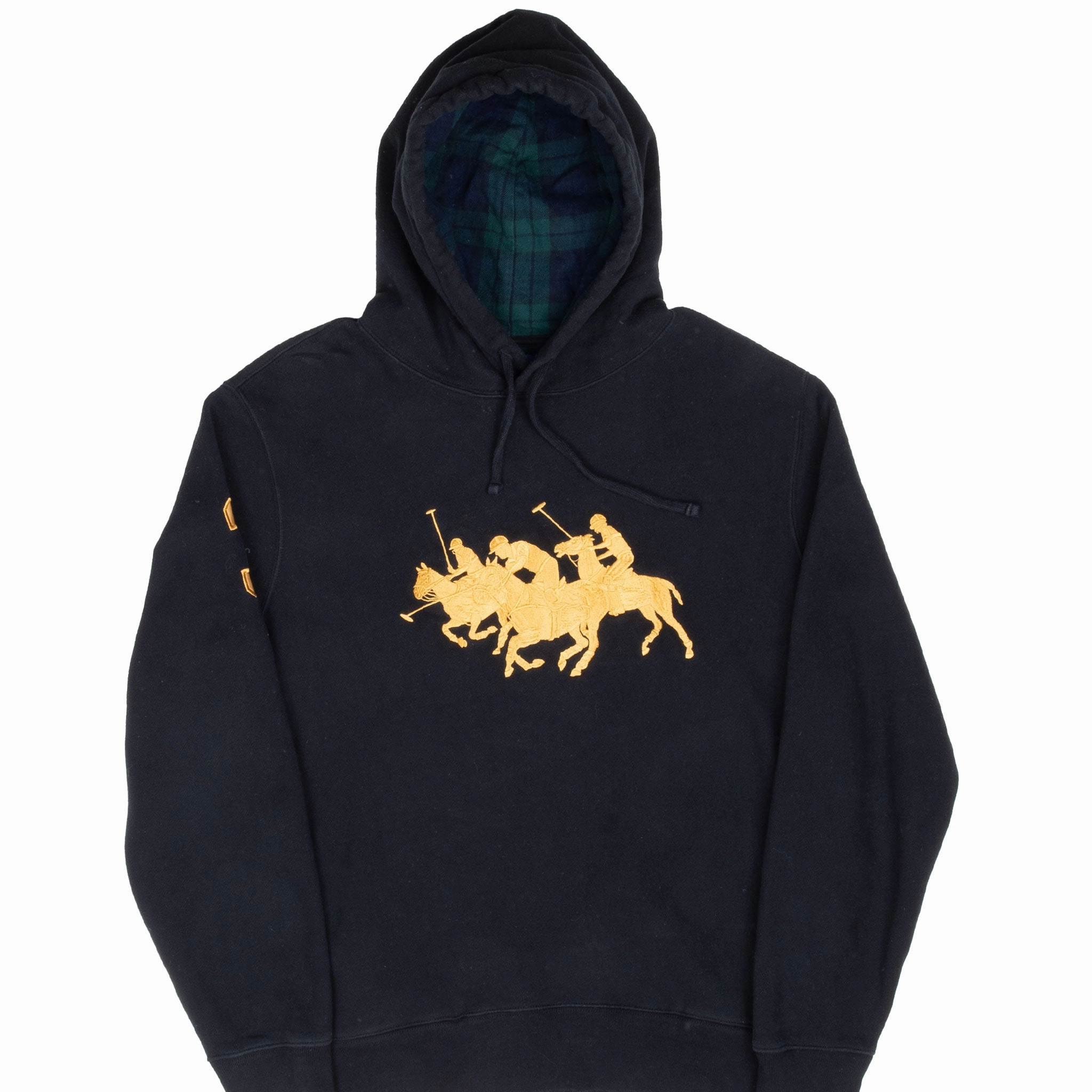 Core Bold Smart Fashion VINTAGE RALPH LAUREN BLACK POLO EMBROIDERED HOODIE SWEATSHIRT MEDIUM