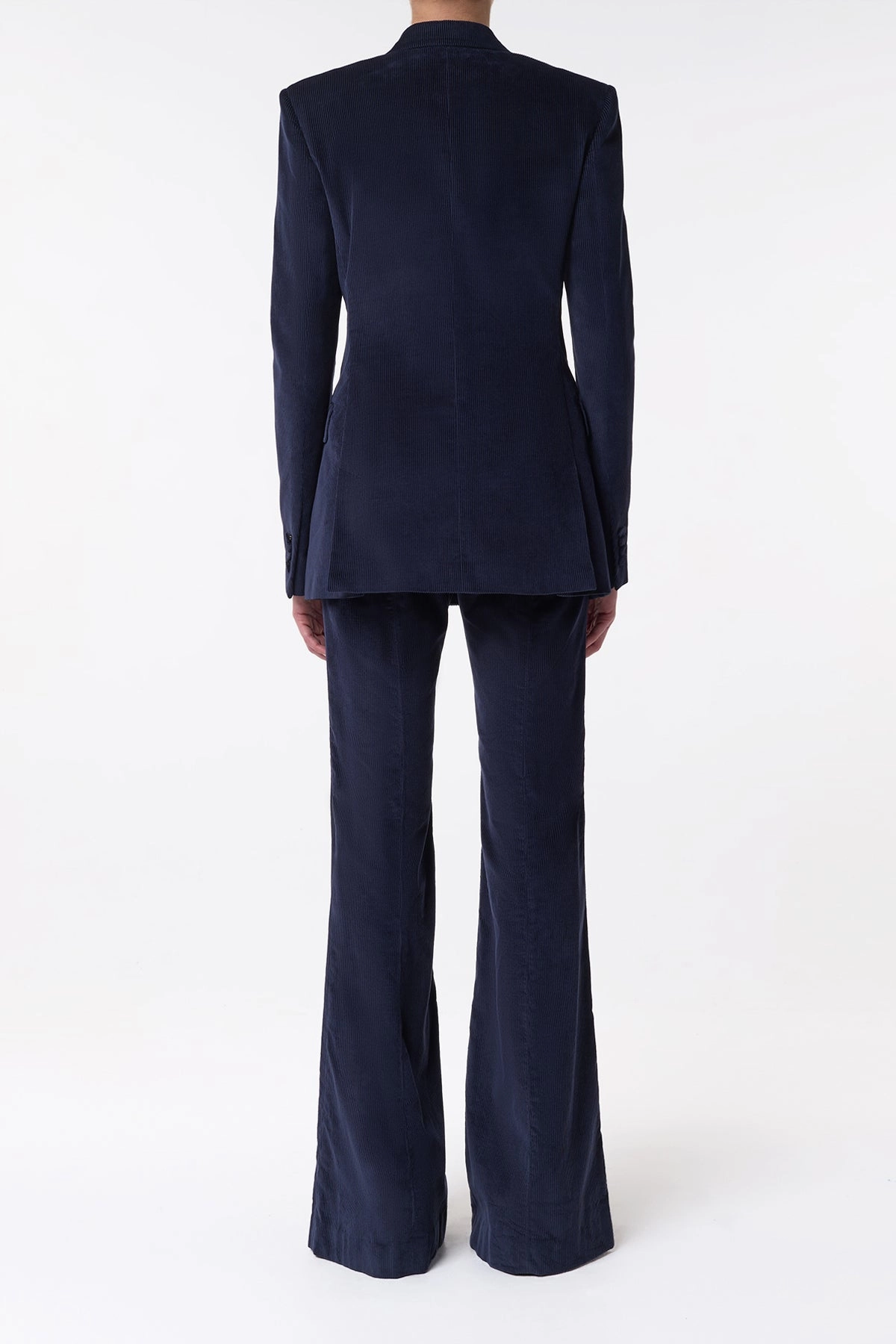 Comfortable Layering Ianthe Flare Pant in Dark Navy Sea Island Cotton Corduroy