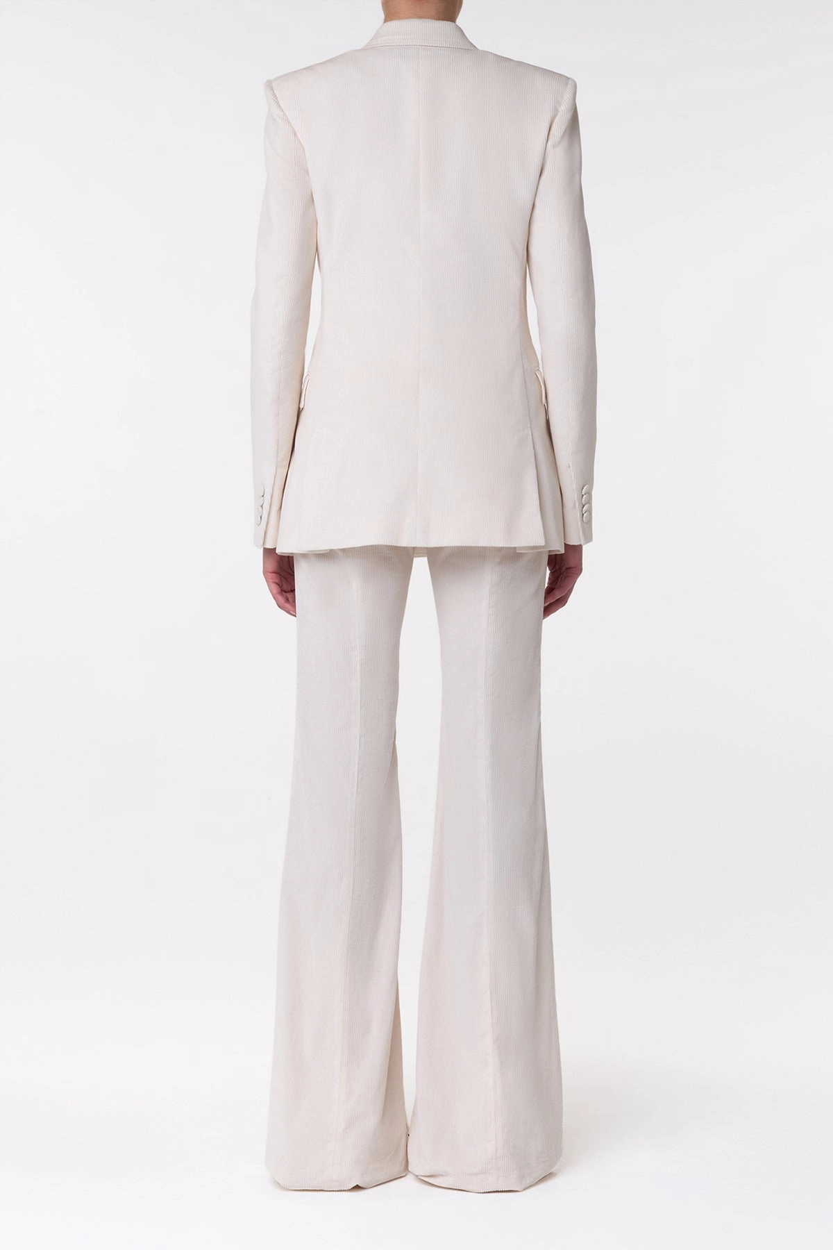 Ianthe Flare Pant in Ivory Sea Island Cotton Corduroy Relaxed Design Wear Quick Flex