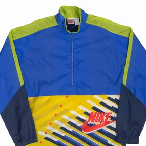 Suitable for team sports VINTAGE NIKE SWOOSH BLUE & YELLOW PULLOVER WINDBREAKER JACKET 1980S SIZE MEDIUM