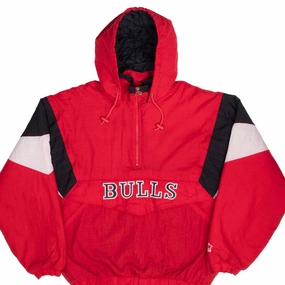 VINTAGE NBA CHICAGO BULLS 1990S HOODED HEAVY STARTER JACKET LARGE Full Zip Closure
