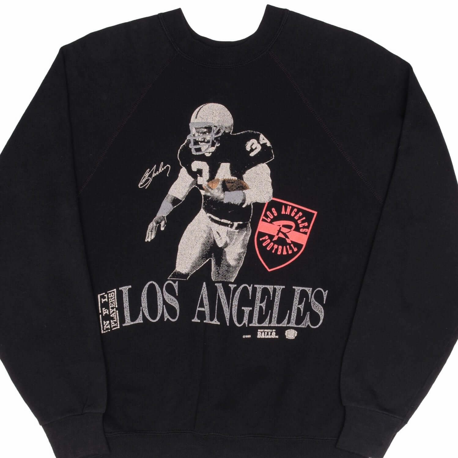 VINTAGE NFL LOS ANGELES RAIDERS BO JACKSON SWEATSHIRT 1989 SIZE LARGE right for formal events Elastic
