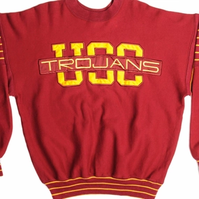 fluffy texture VINTAGE USC TROJANS UNIVERSITY SWEATSHIRT SIZE LARGE MADE IN USA