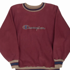 VINTAGE CHAMPION SPELLOUT REVERSE WEAVE BURGUNDY SWEATSHIRT 1990S LARGE MADEUSA Soft Fabric