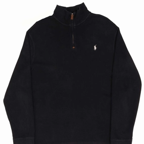 VINTAGE POLO RALPH LAUREN BLACK QUARTER 1/4 ZIP SWEATER 1990S SIZE XL product after sales service