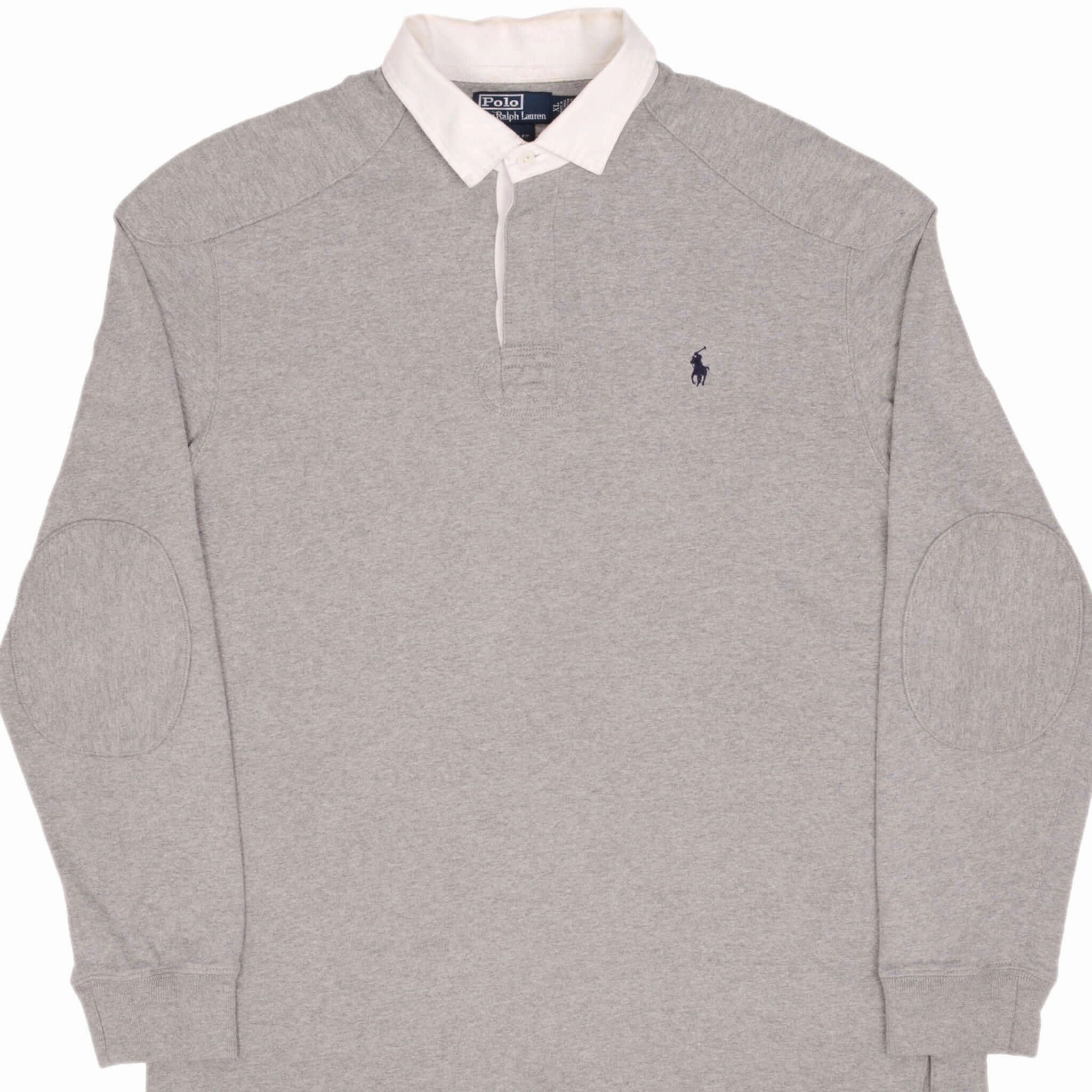 VINTAGE POLO RALPH LAUREN GREY RUGBY POLO SHIRT 1990S SIZE XL product competitive edge