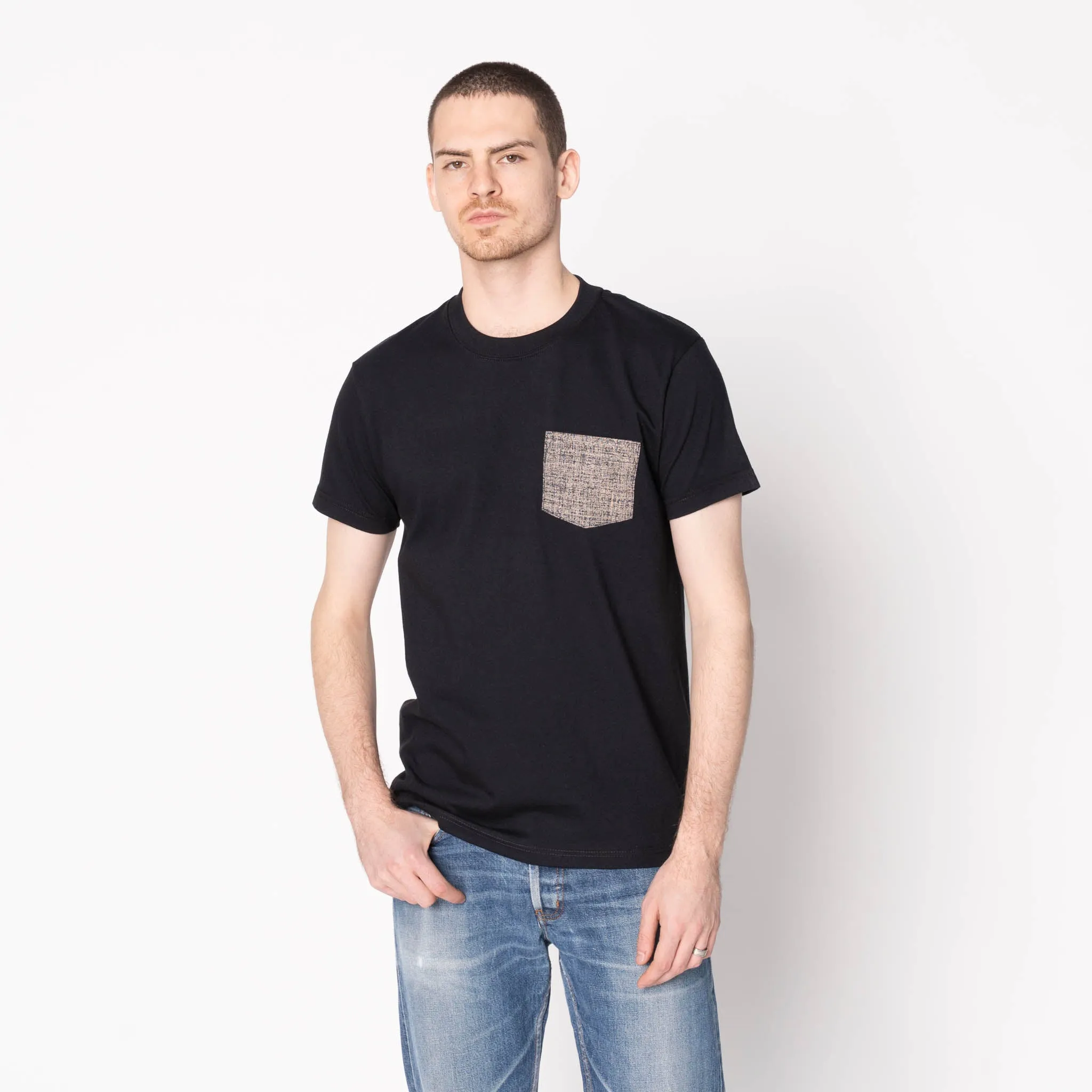 Stretch performance Pocket Tee - Black - Kimono Scramble - Indigo