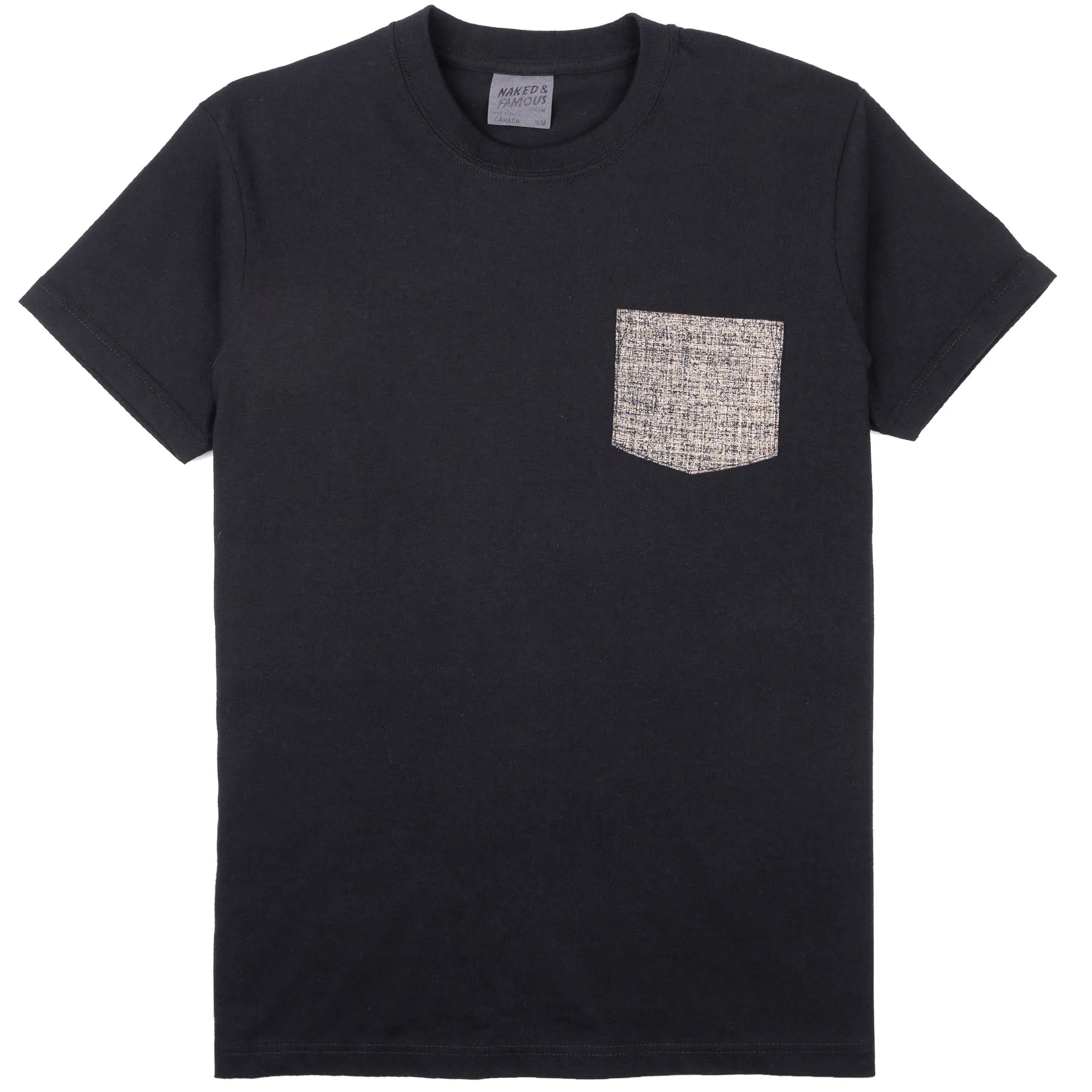 Versatile Wardrobe Piece Easy Wear Option Pocket Tee - Black - Kimono Scramble - Indigo
