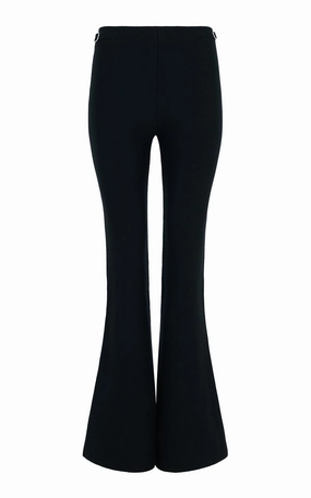 Ayala Flare Cropped Knit Pant in Black Merino Wool Cashmere Snag Resistant Fabric
