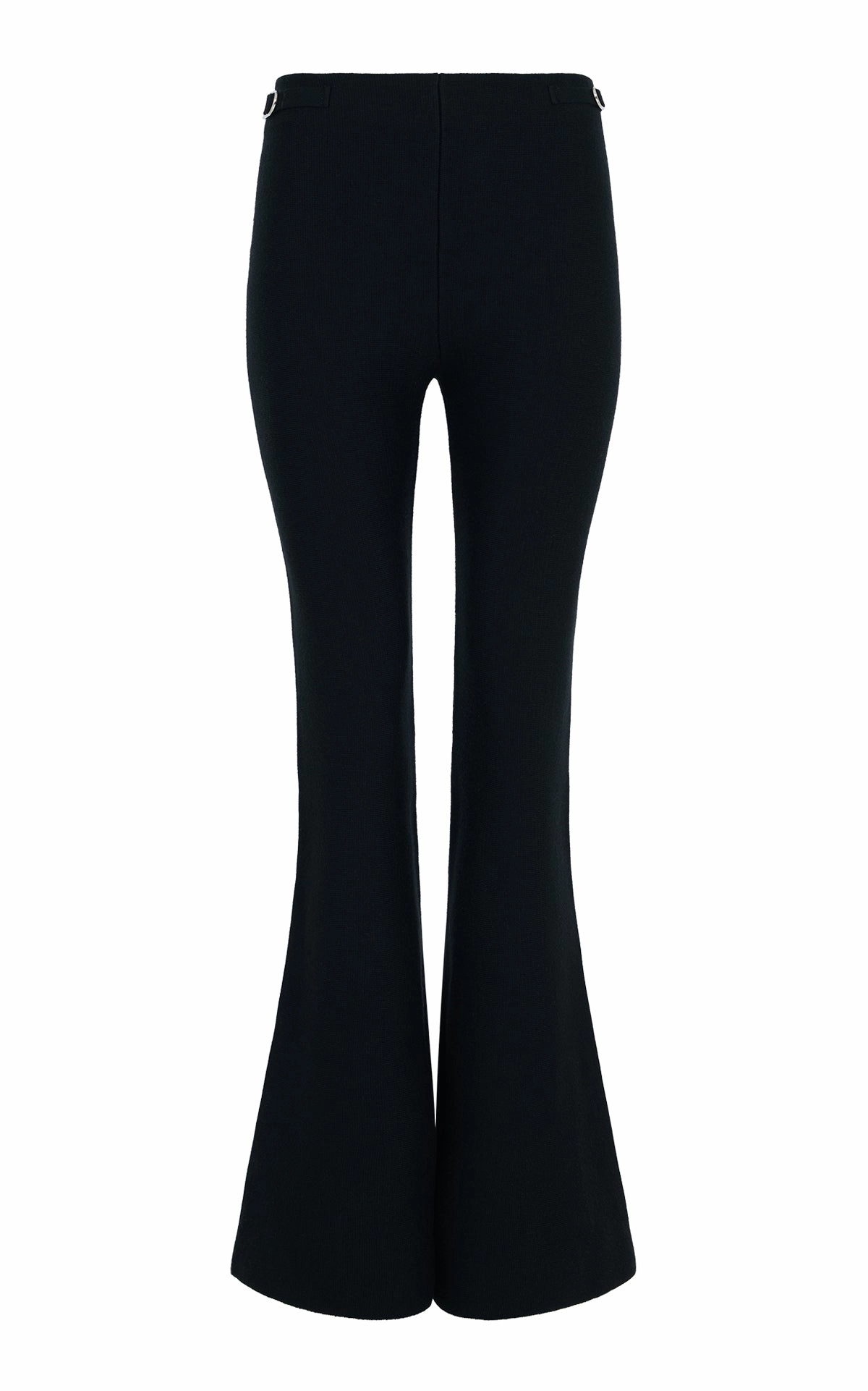 Ayala Flare Cropped Knit Pant in Black Merino Wool Cashmere Snag Resistant Fabric