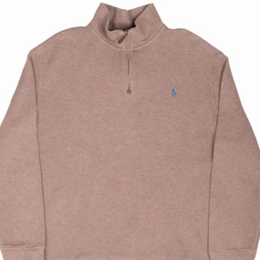 VINTAGE POLO RALPH LAUREN BEIGE QUARTER ZIP SWEATER LARGE 1990S Festival wear