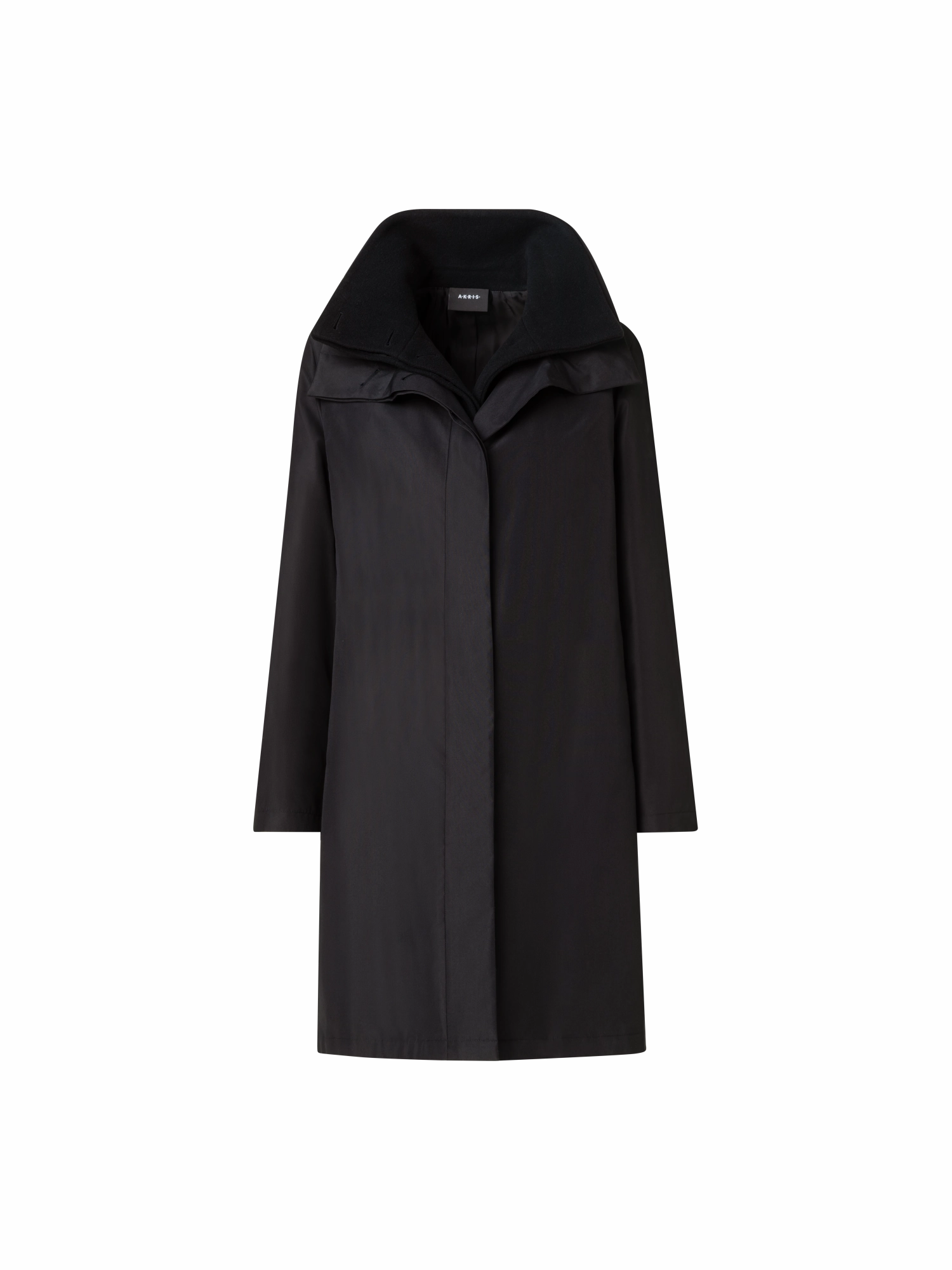 Layered Wool Coat with Removable Silk Layer Non Restrictive Tailoring