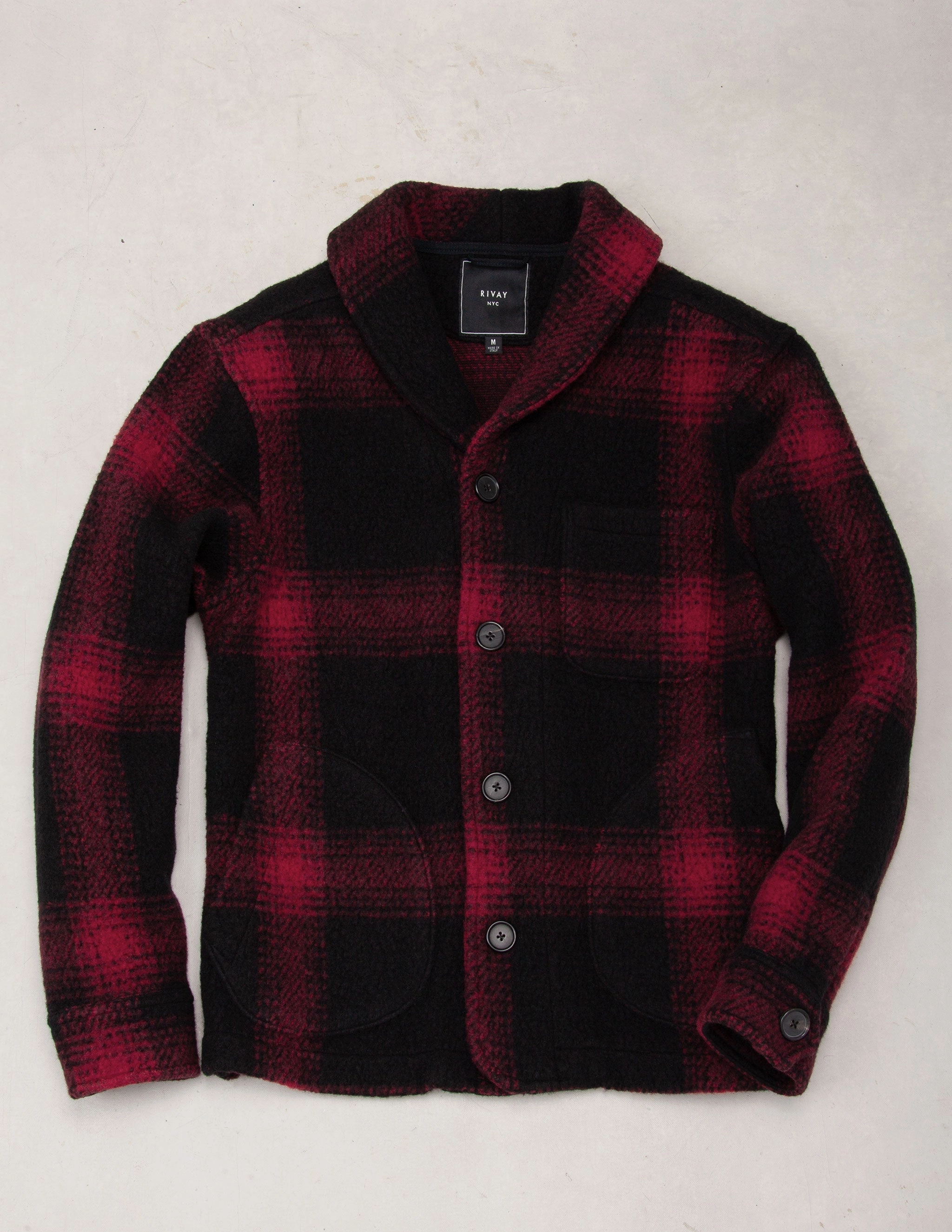 Sun Protective Fabric water proof Hale Wool Cardigan in Buffalo Plaid