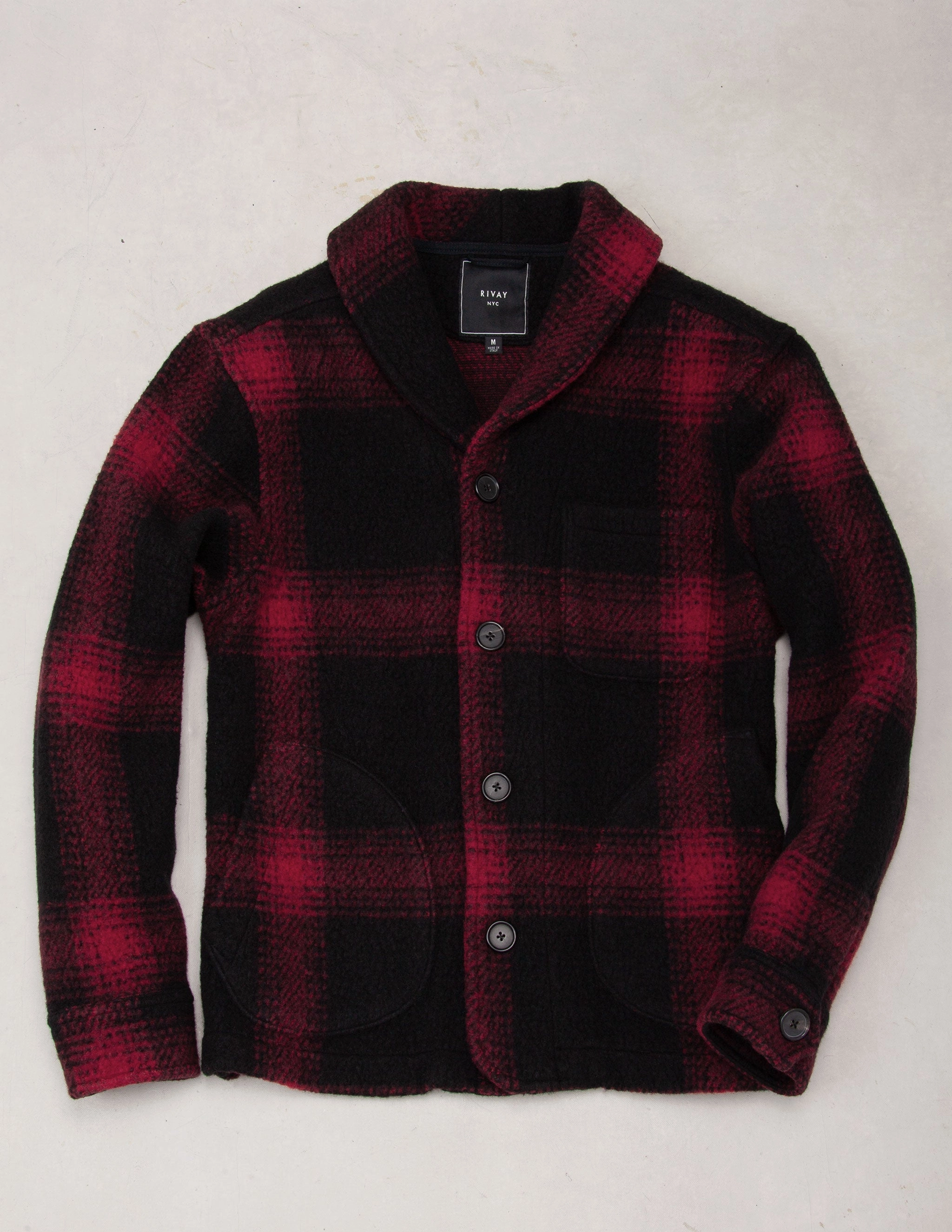 Hale Wool Cardigan in Buffalo Plaid Non Irritating Lining