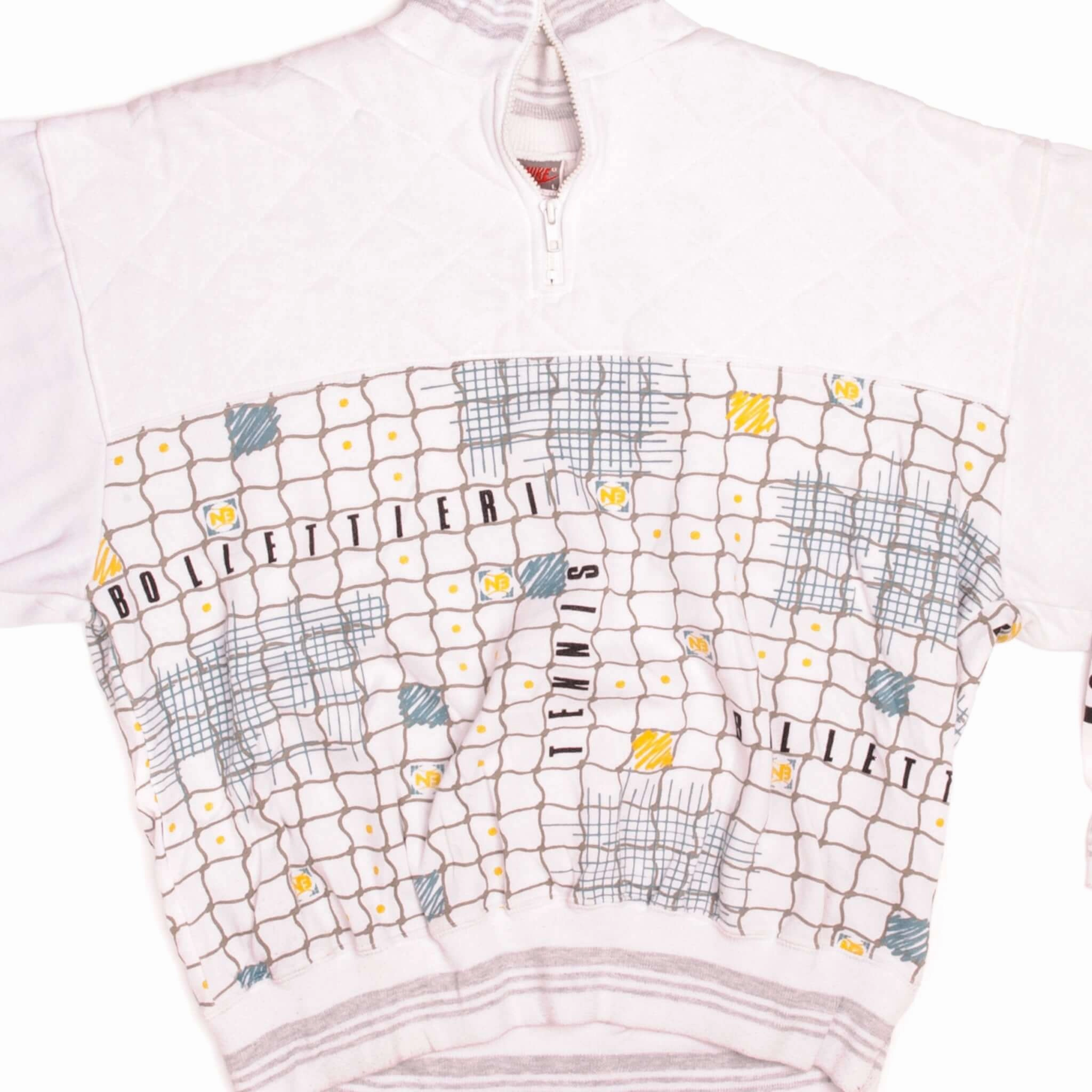 scarf accents Minimalist Look VINTAGE NIKE TENNIS ACADEMY BOLLETIERRI 1/4 ZIP SWEATSHIRT 1990S SIZE LARGE