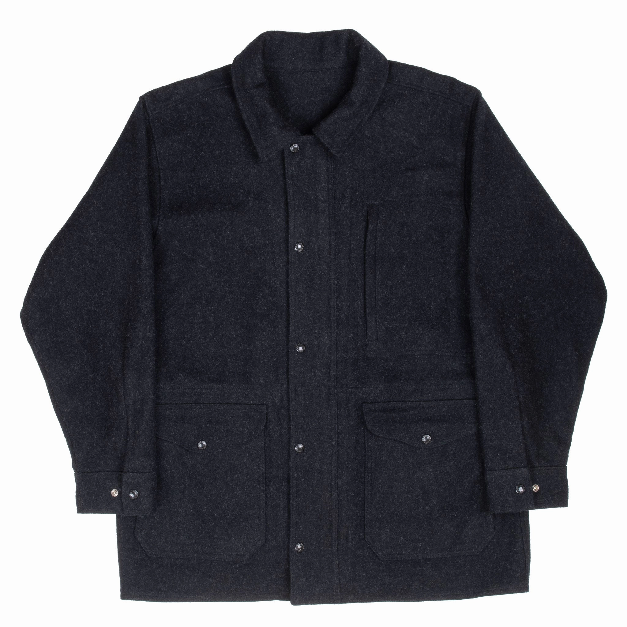 VINTAGE CC FILSON WEEKENDER MILES BREAKER BLACK WOOL COAT XL 2000S MADE IN USA Relaxed Layer