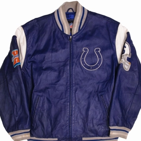 VINTAGE NFL INDIANAPOLIS COLTS SUPER BOWL CHAMPION 2006 LEATHER JACKET SIZE XL Spread