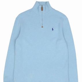 POLO RALPH LAUREN LIGHT BLUE QUARTER 1/4 ZIP SWEATER SIZE SMALL appropriate for sunny days Anti fungal