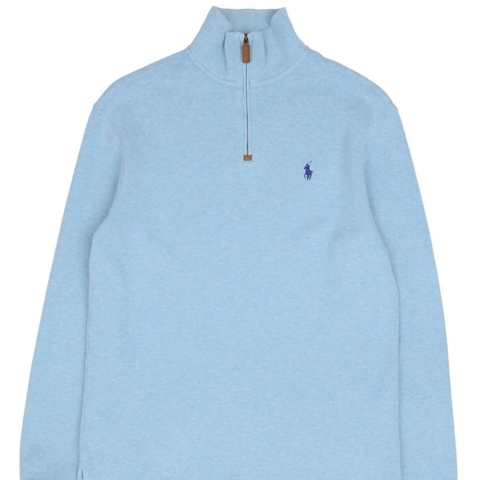 POLO RALPH LAUREN LIGHT BLUE QUARTER 1/4 ZIP SWEATER SIZE SMALL appropriate for sunny days Anti fungal