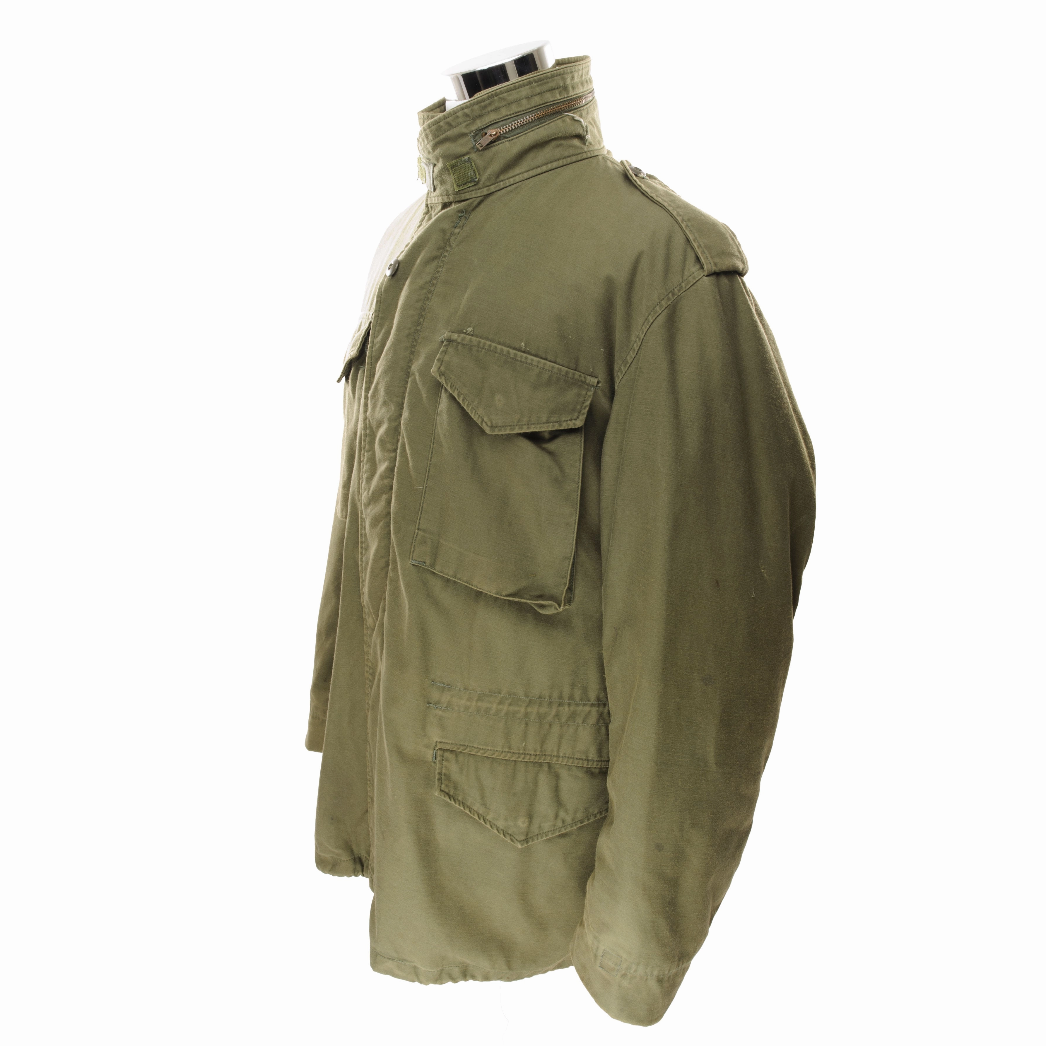 VINTAGE US ARMY M65 FIELD JACKET 1973 VIETNAM WAR SIZE LARGE LONG Quick Adjust Straps Layered Security Pockets