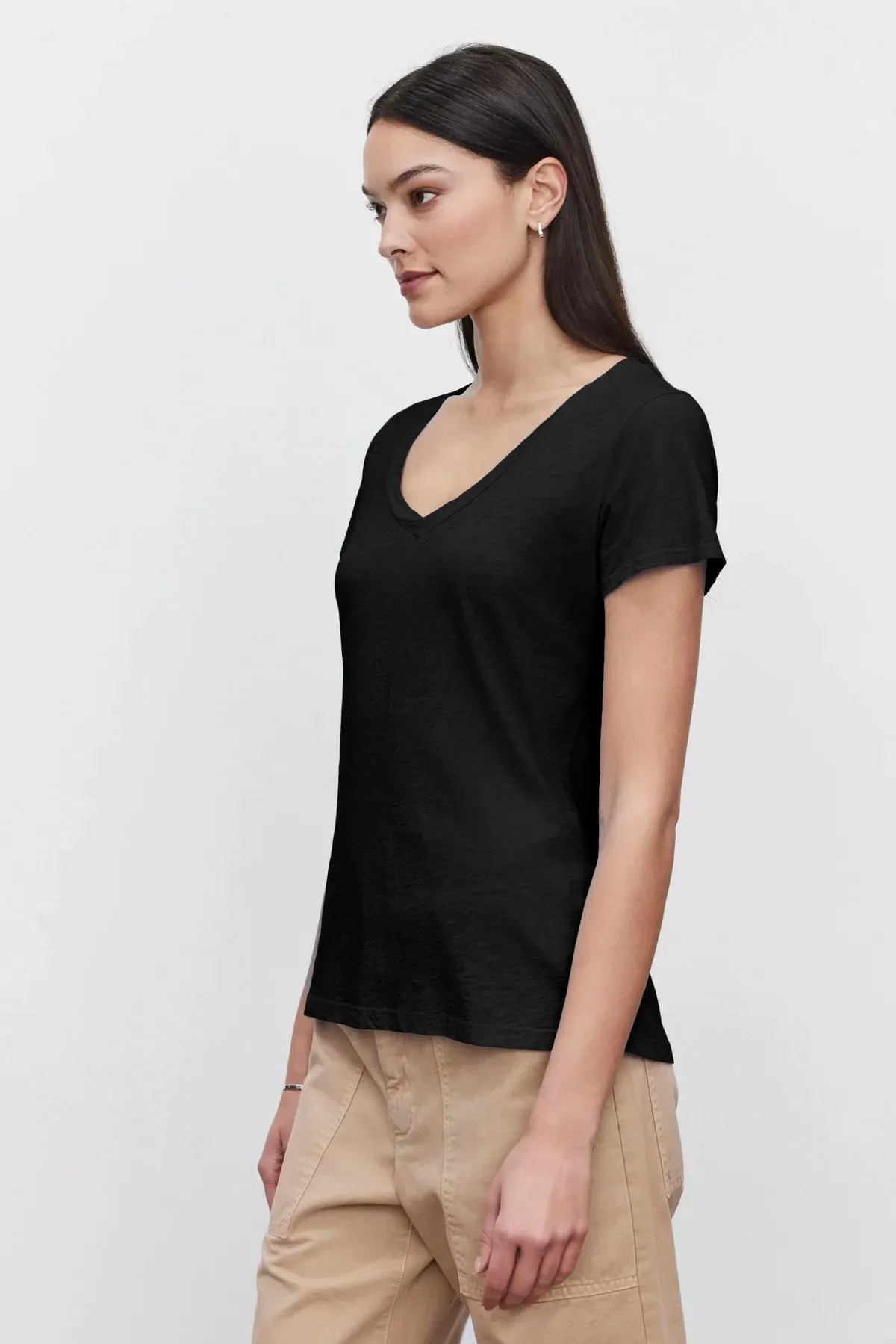 Lilith Cotton Slub V-Neck Tee Fashionable Fit
