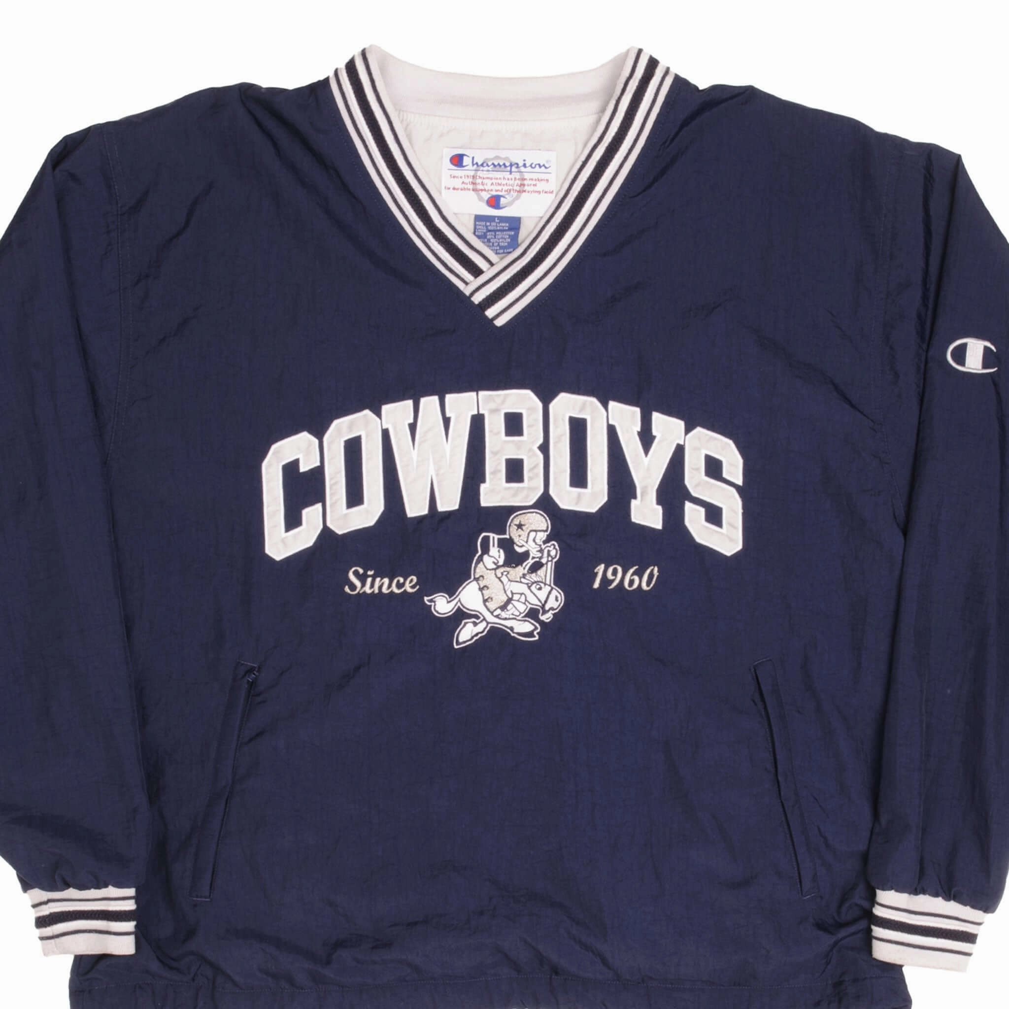 VINTAGE NFL CHAMPION DALLAS COWBOYS PULLOVER JACKET 1990S SIZE LARGE family trip Reflective details