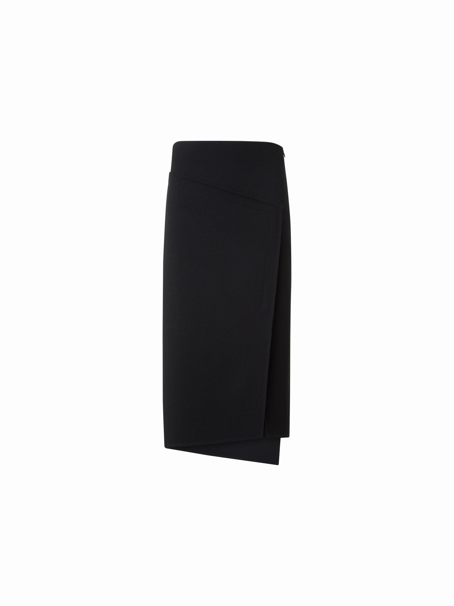 Long Asymmetrical Skirt in Wool Double-Face High Density Weave Soft Lines