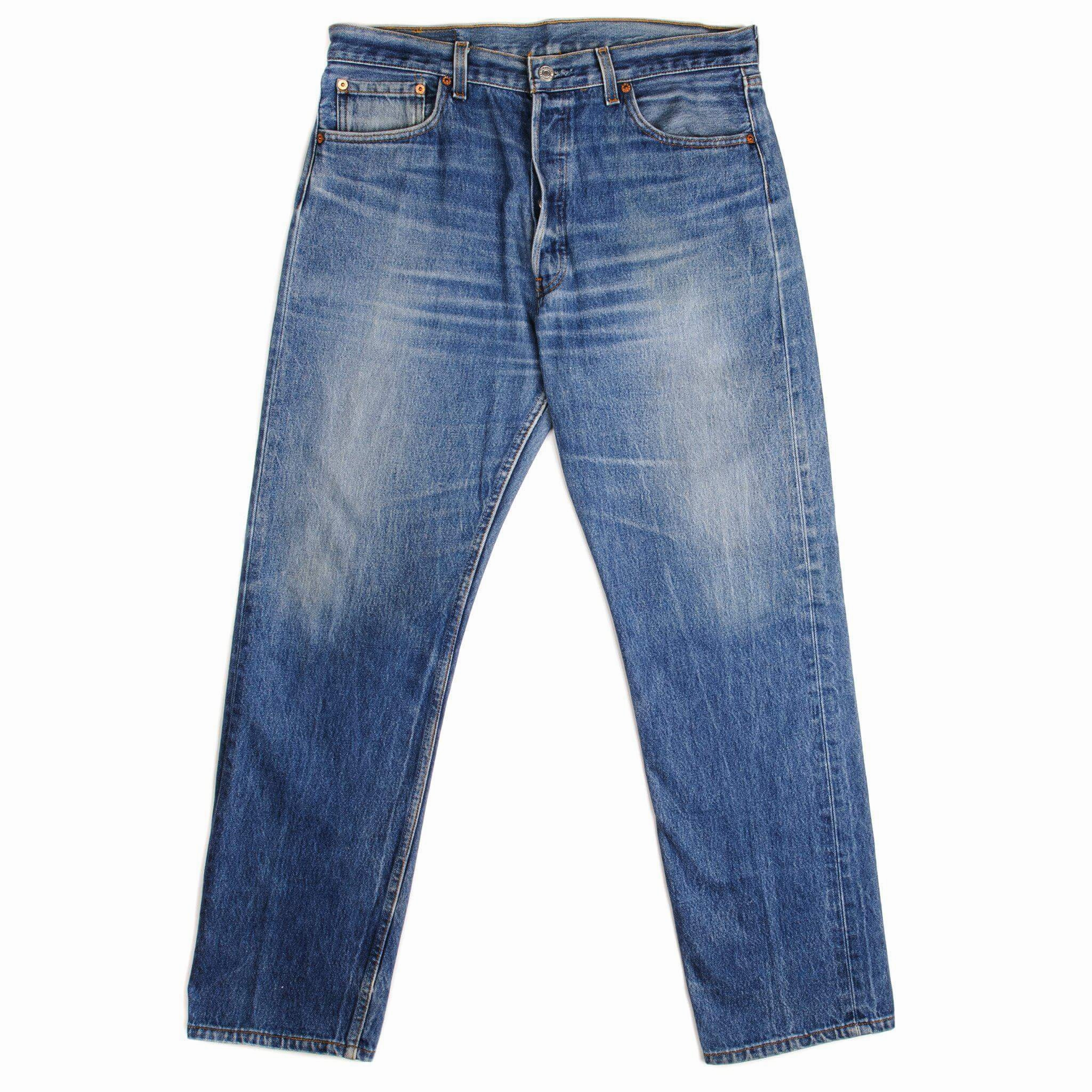 VINTAGE LEVIS 501 JEANS INDIGO 1990s SIZE W34 L31 MADE IN USA Classic Gym Ready