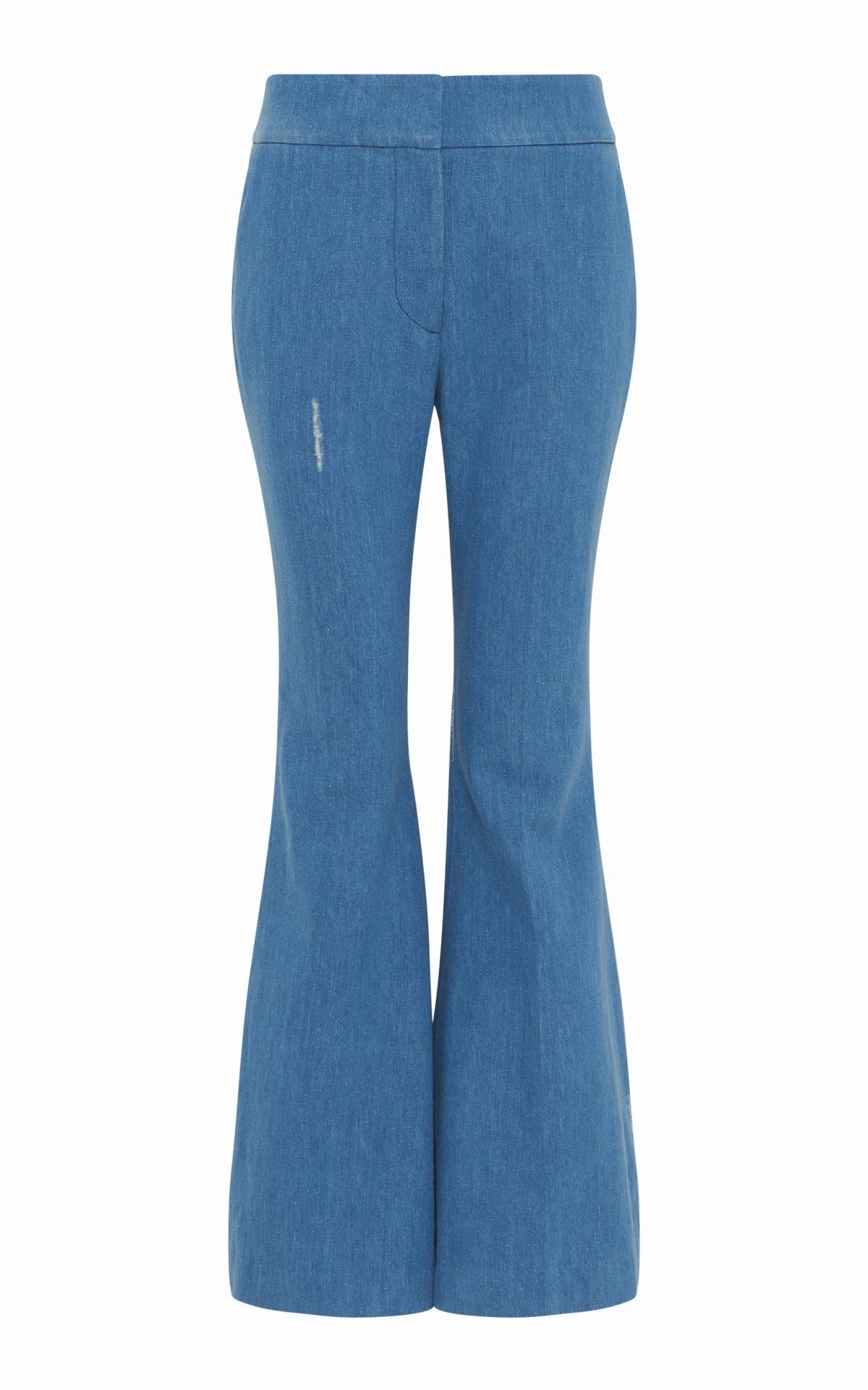 Tough Materials Marsh Flare Cropped Pant in Light Blue Recycled Cotton Linen Denim