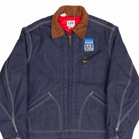 Train Fall Commute VINTAGE LEE GAS SERVICE COMPANY PATCH DENIM JACKET 1960S SIZE LARGE MADE IN USA