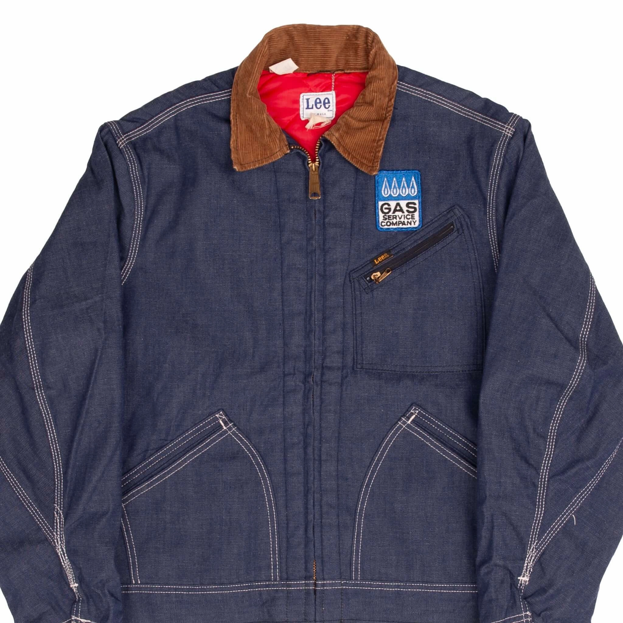 Train Fall Commute VINTAGE LEE GAS SERVICE COMPANY PATCH DENIM JACKET 1960S SIZE LARGE MADE IN USA