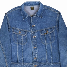 VINTAGE LEE RIDERS POCKETS DENIM JACKET 1970S SIZE 46 MADE IN USA Chilly Wear Casual Edge