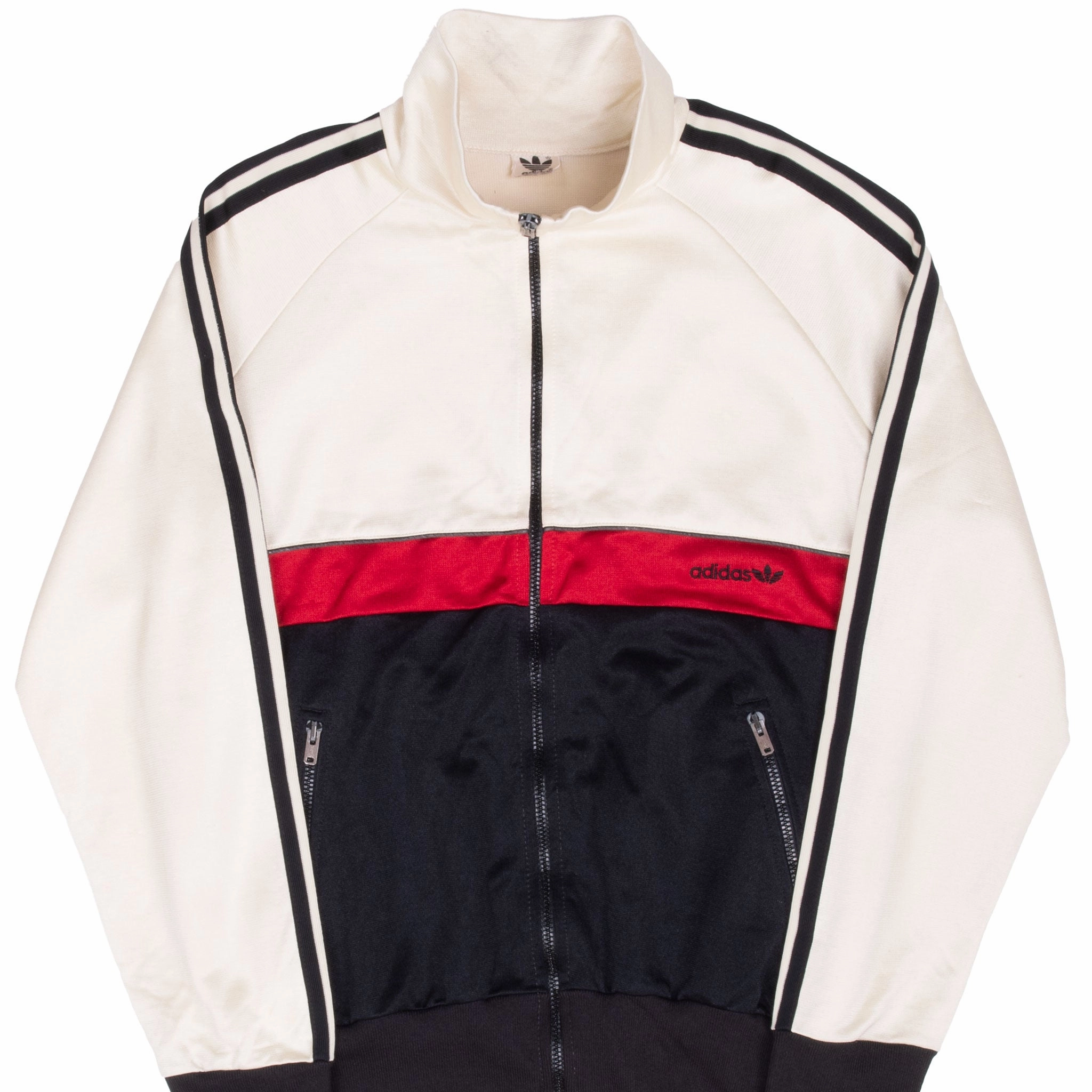 Backcountry Use VINTAGE ADIDAS IVORY RED BLACK TRACK JACKET 1970S SMALL