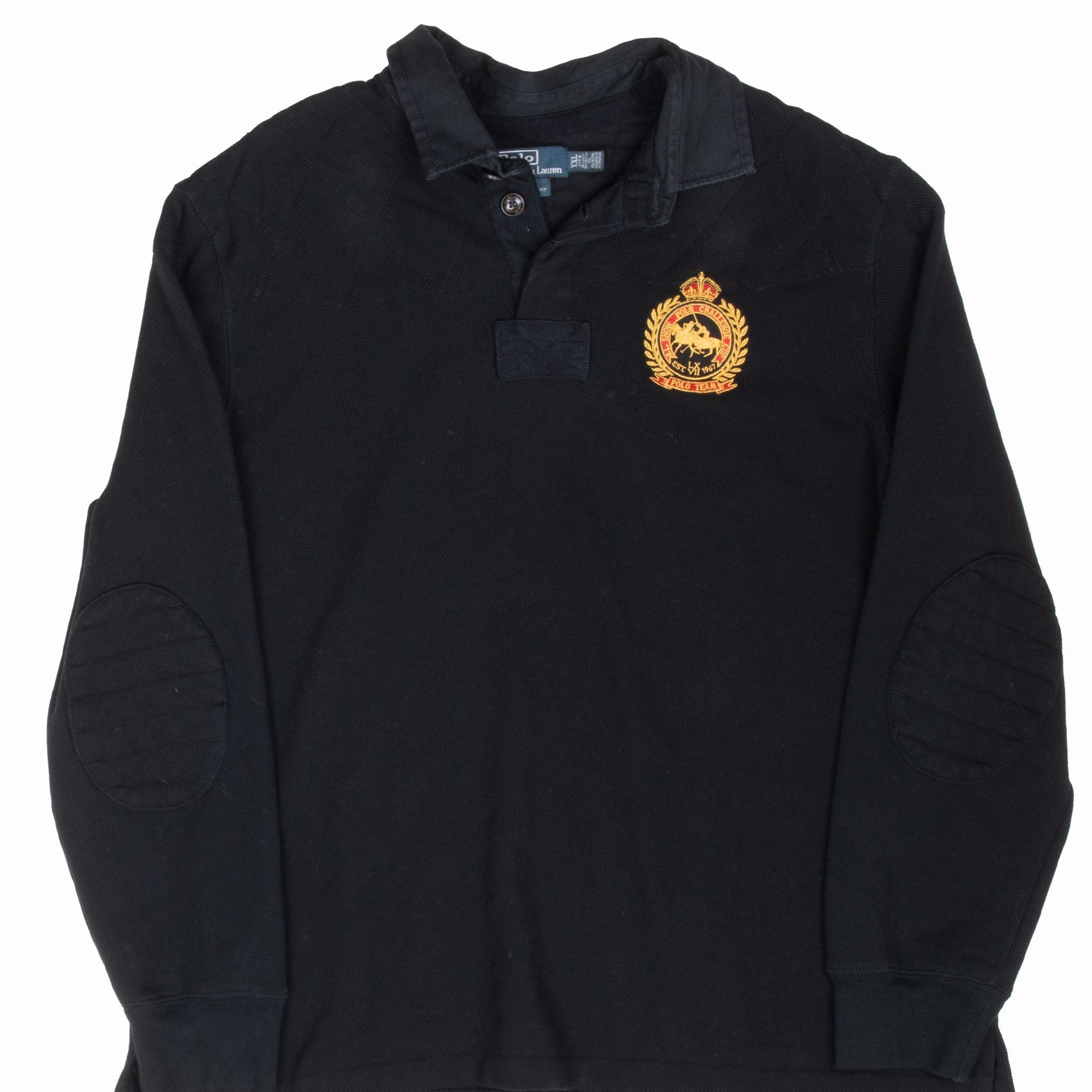 product quilted lining comfort product customization options VINTAGE POLO RALPH LAUREN BLACK RUGBY POLO SHIRT 1990S 2XL