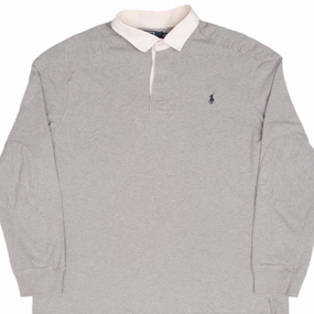 VINTAGE POLO RALPH LAUREN GREY RUGBY POLO SHIRT 1990S SIZE 2XL product jewelry adornment Fresh Sporty