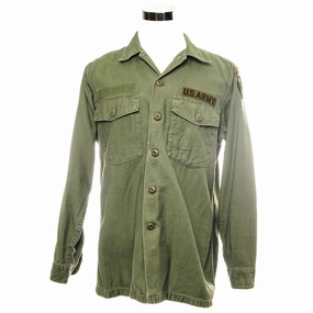 Cozy Chic Errand Ready US ARMY UTILITY SHIRT P64 1969 AVIATION CENTER PRIMARY HELICOPTER PATCHED SIZE 16 1/2 X 34